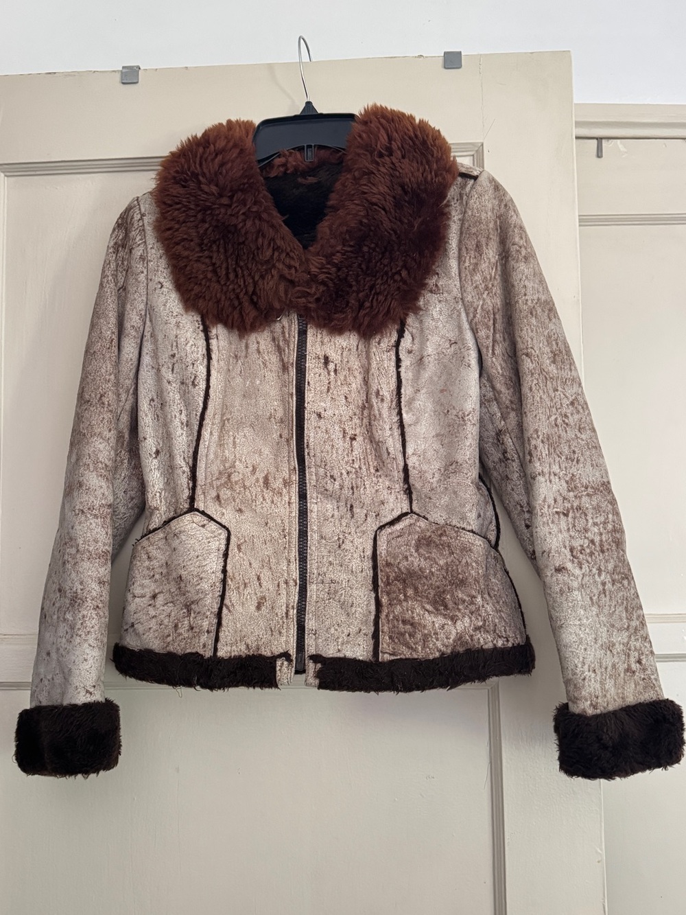 Dr. Jacket Mr. Hide Vintage Genuine Suede Jacket with Faux Fur- Size Small